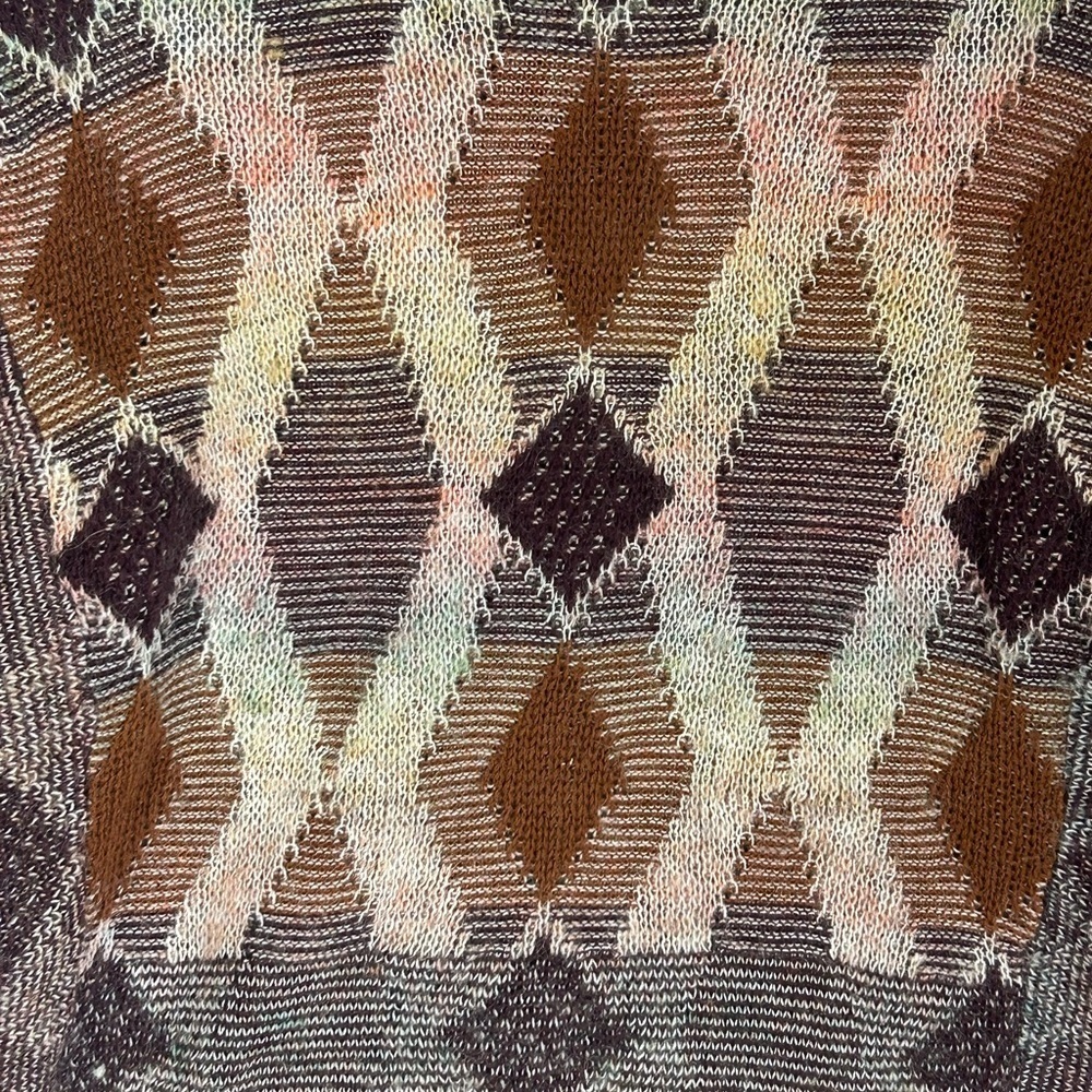 Free People Diamond Days Sweater Brown Multi,  Size M. Boho Casual Comfort - Picture 2 of 8